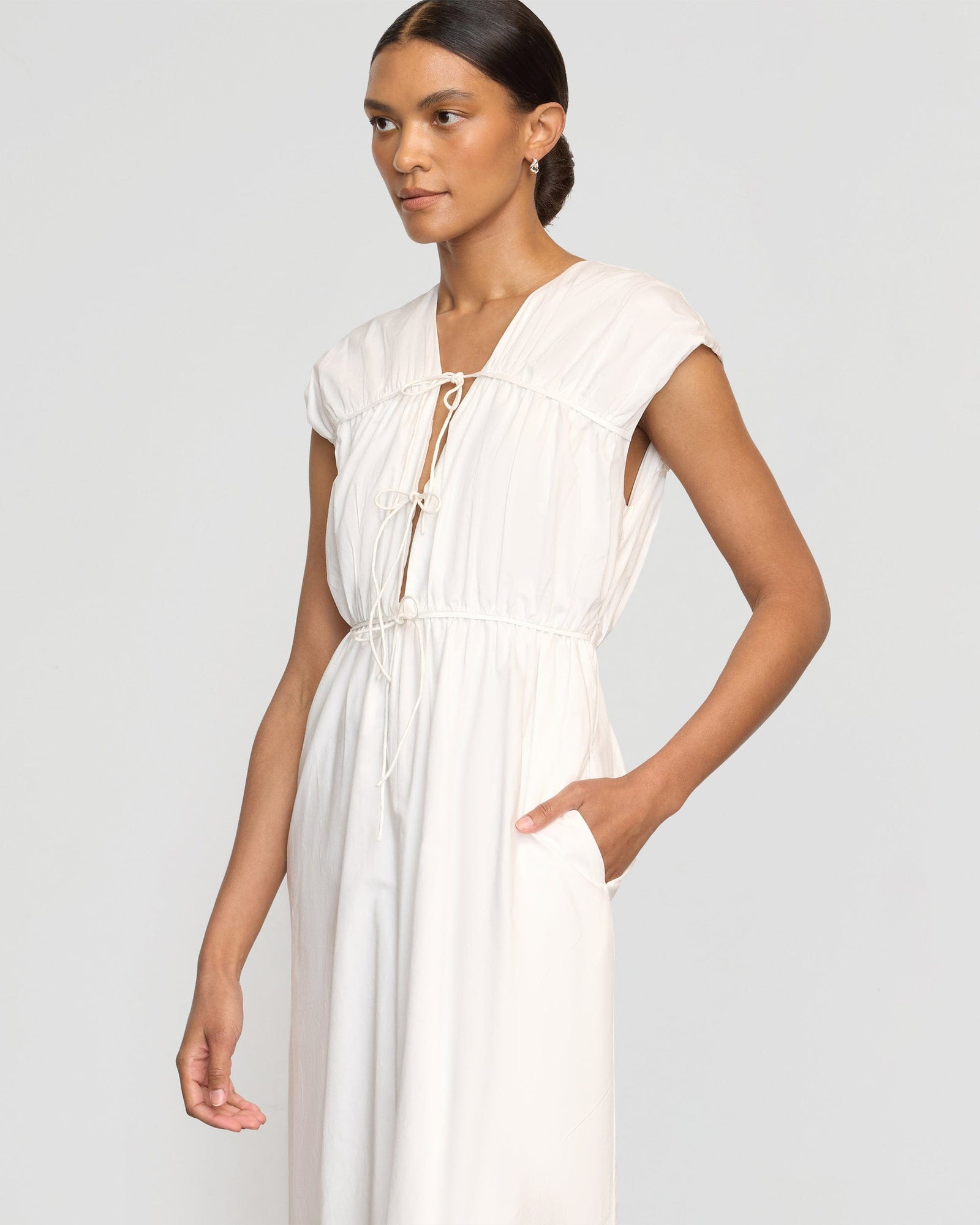 Vanessa | Shreya Tie-Front Organic Cotton Dress in Size Small