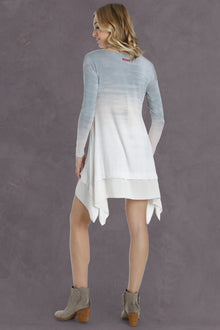 Women | Long Sleeve Handkerchief Hem Dress | Rainbow Horizon 54