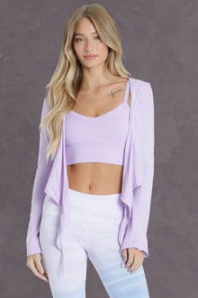 Women | Bell Sleeve Hooded Tie Front Wrap | Lilac