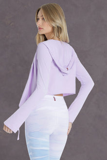Women | Bell Sleeve Hooded Tie Front Wrap | Lilac