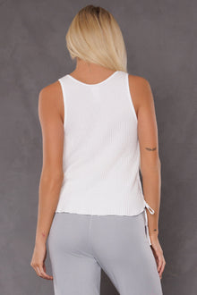 Women | Ultrasoft Waffle Side Laced Tank | White