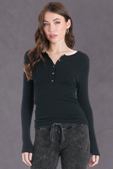 Women | Perfect Henley Tee | Black