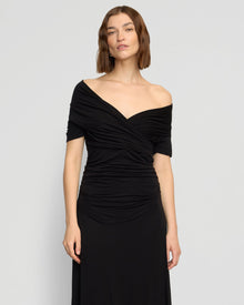 Helena | Thilda Ruched Off-Shoulder Dress in Size Small