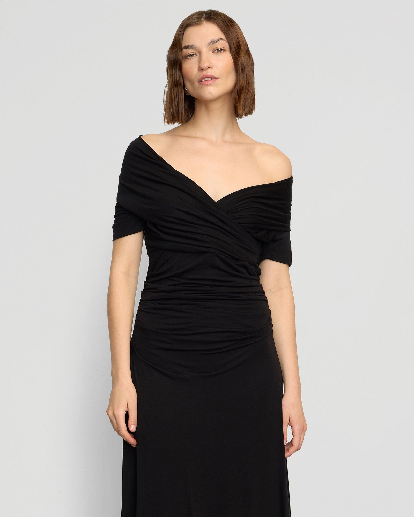 Helena | Thilda Ruched Off-Shoulder Dress in Size Small