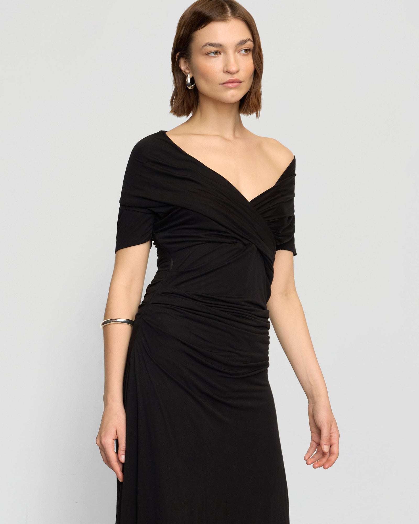 Helena | Thilda Ruched Off-Shoulder Dress in Size Small