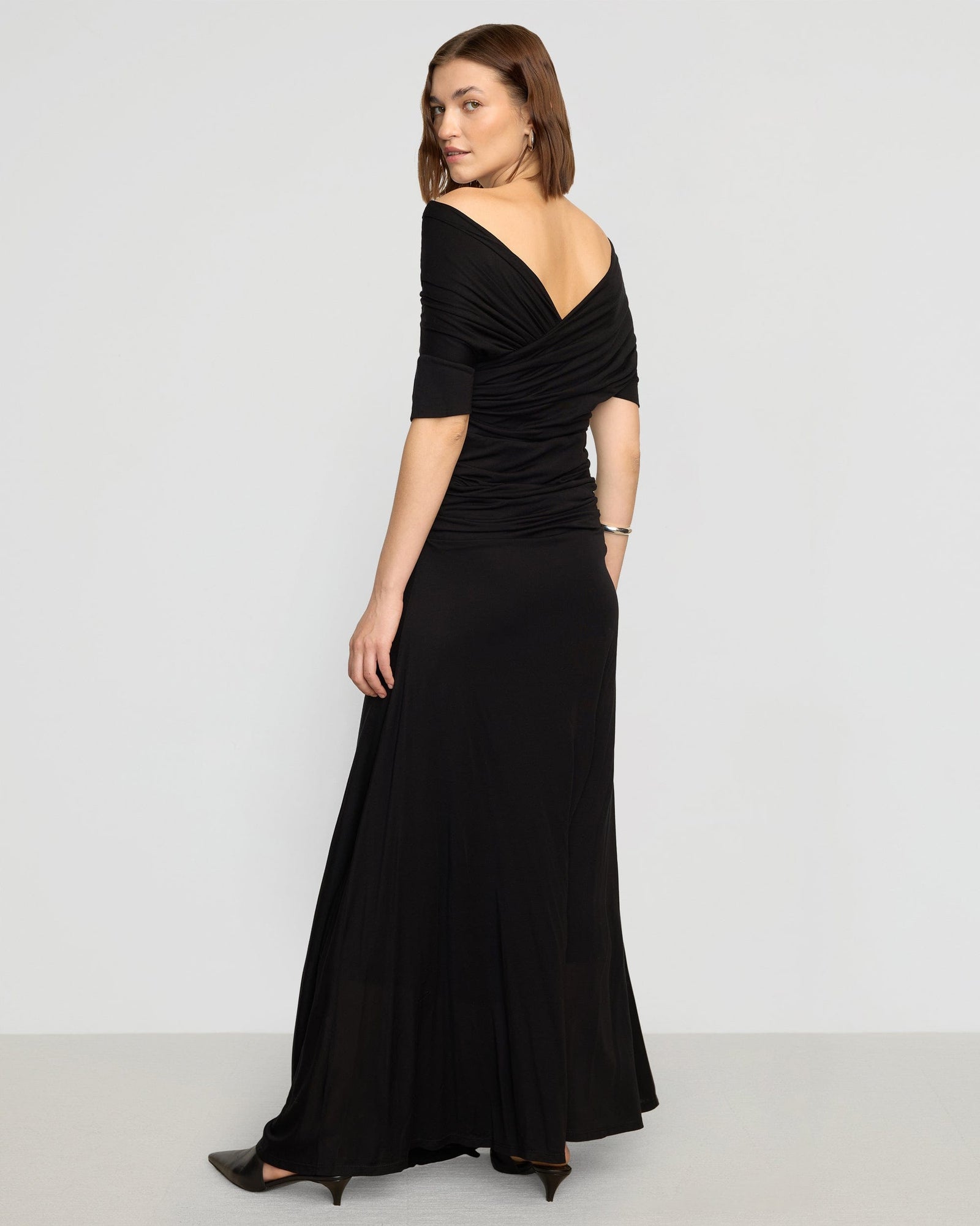 Helena | Thilda Ruched Off-Shoulder Dress in Size Small