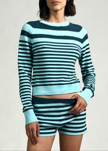 Manny Sweater Evergreen / Sky Stripe - Solid & Striped