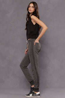 Women | Striated Racing Stripe Fitted Jogger | Black