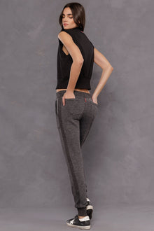 Women | Striated Racing Stripe Fitted Jogger | Black