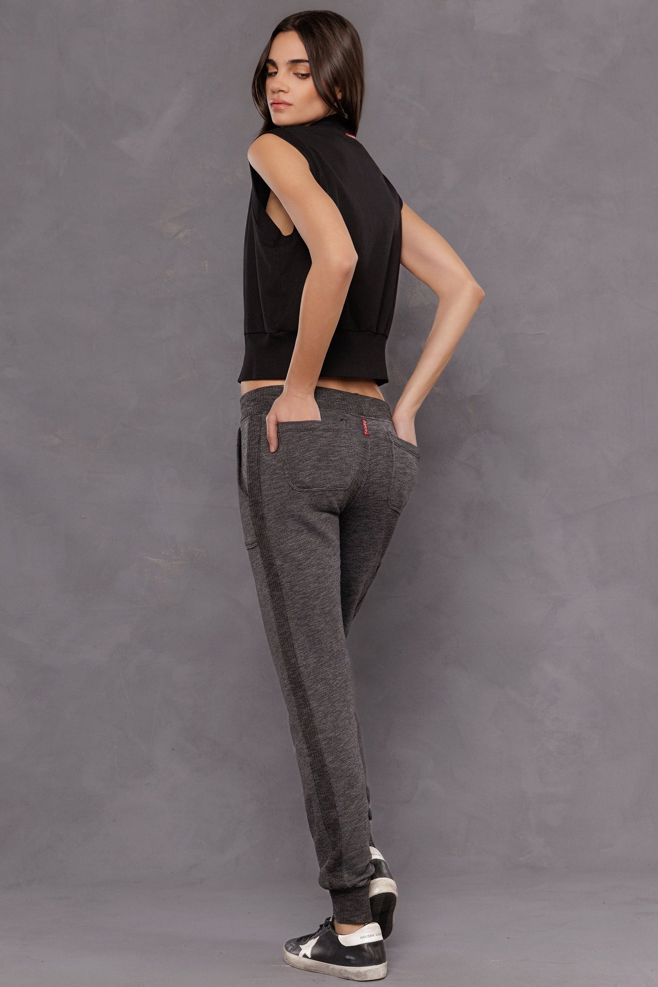 Women | Striated Racing Stripe Fitted Jogger | Black
