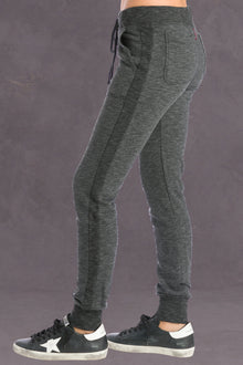 Women | Striated Racing Stripe Fitted Jogger | Black