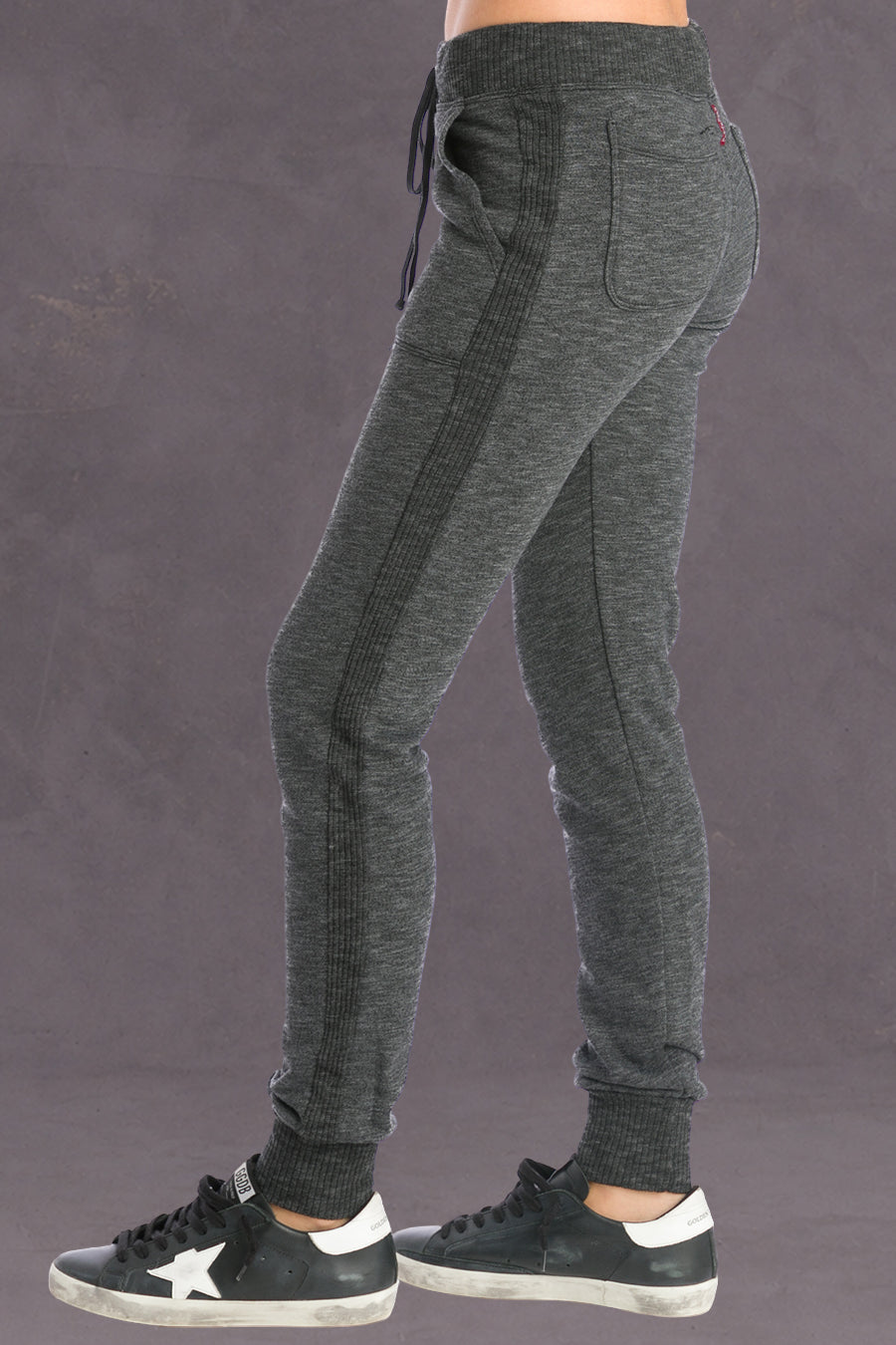 Women | Striated Racing Stripe Fitted Jogger | Black
