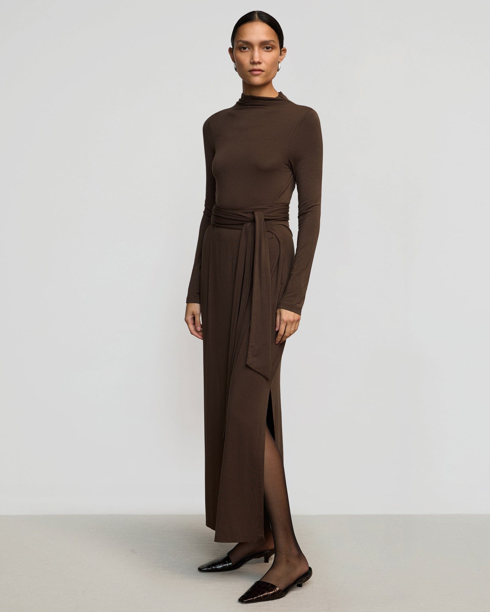 Charlotte | Vero Tie-Front Long-Sleeve Dress in Size Small