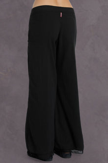 Women | Button Front Layered Pant with Pockets | Black