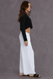 Women | Button Front Layered Pant with Pockets | White