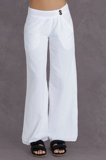 Women | Button Front Layered Pant with Pockets | White