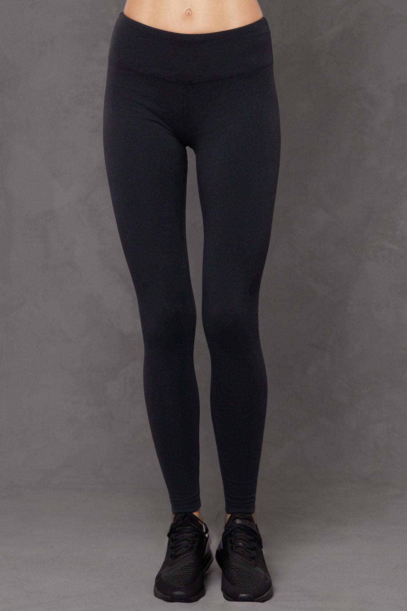 Women | Flat Waist Ankle Legging | Charcoal/Jet
