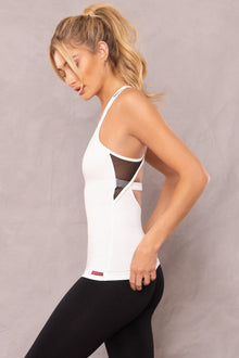 Women | Mesh Inset Racer Tank | White