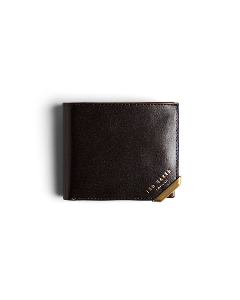 Men | Metal Corner Bifold Coin | Chocolate Brown
