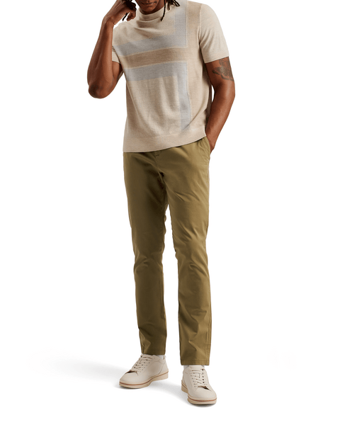 Men | Slim Fit Textured Chino T | Pale Brown