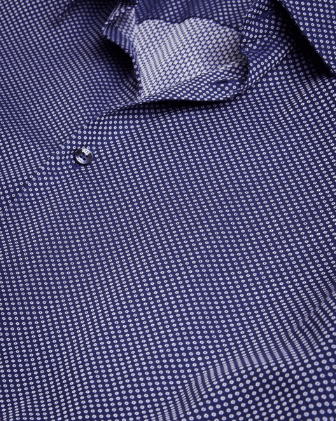 Men | Long Sleeve Circle Weave Shirt | Navy