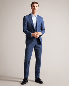 Men | Check Suit Trousers | Navy