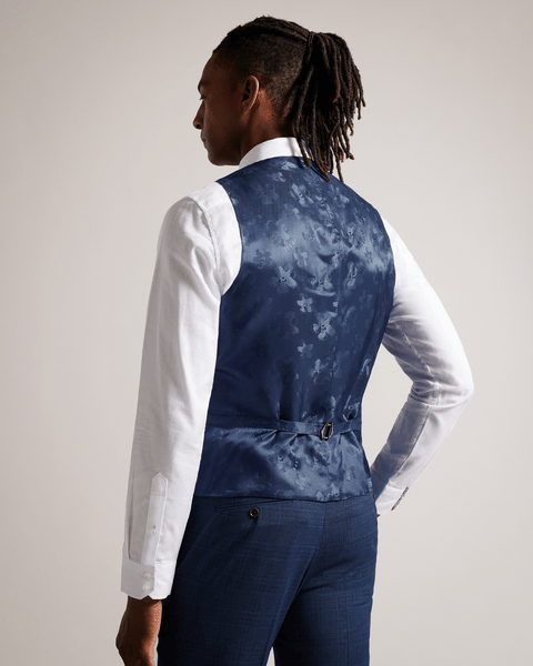 Men | Check Waistcoat | Navy