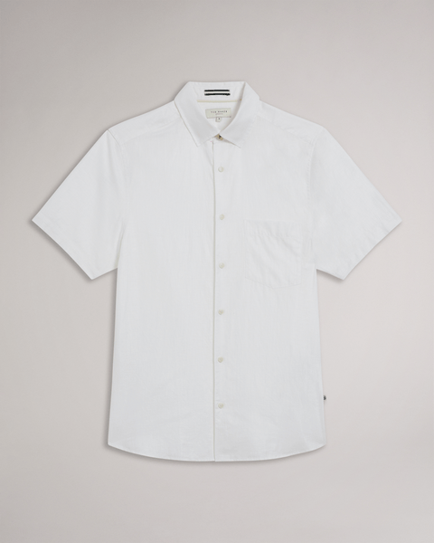 Men | Short Sleeve Linen Shirt | White Multi (V2)