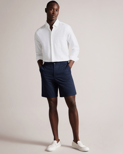 Men | Long Sleeve Linen Shirt | White Multi