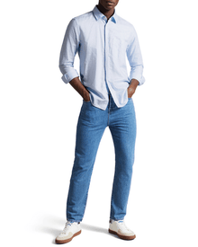Men | Long Sleeve Linen Shirt | Light Blue Pastel