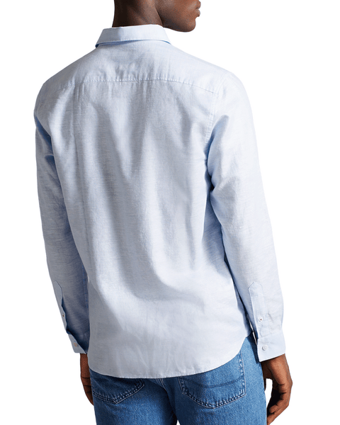 Men | Long Sleeve Linen Shirt | Light Blue Pastel