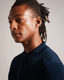Men | Daldin Short Sleeve Rayon Zip Polo | Navy