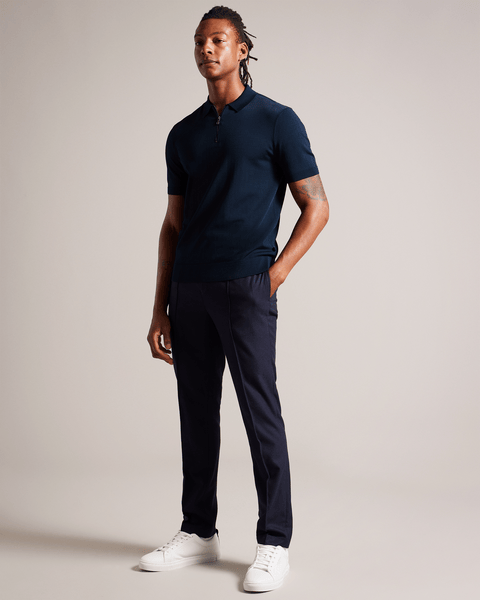Men | Daldin Short Sleeve Rayon Zip Polo | Navy