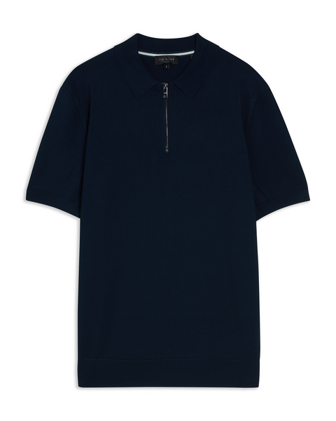 Men | Daldin Short Sleeve Rayon Zip Polo | Navy