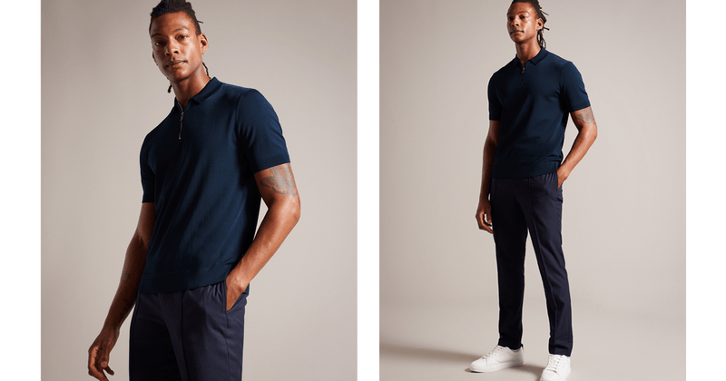 Men | Daldin Short Sleeve Rayon Zip Polo | Navy
