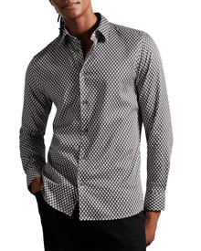 Men | Laceby Long Sleeve Geo Printed Shirt | Black