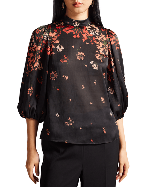 Women | High Neck Balloon Sleeve | Black