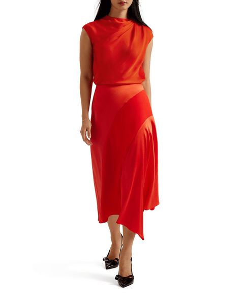 Women | Misrina Draped Neck Woven Top | Burgundy