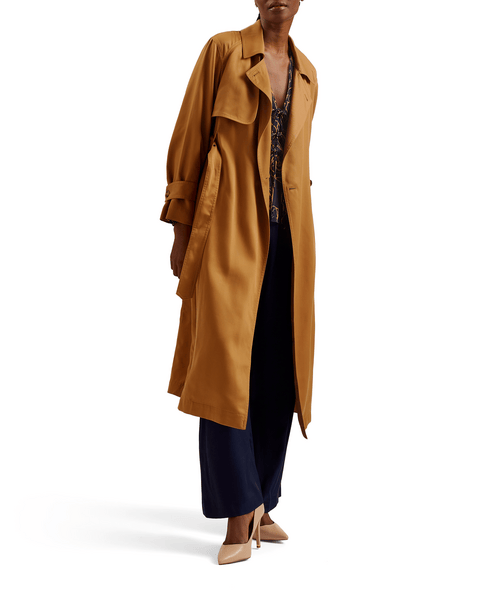 Women | Colour Block Trench Coat | Brown Red