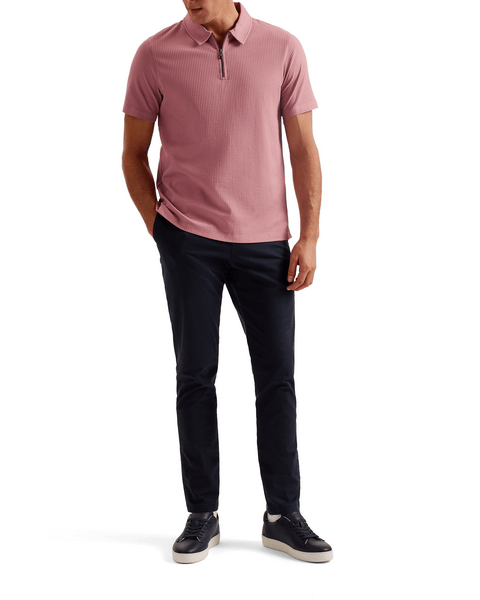 Men | Zarkes Short Sleeve Regular Zip Polo | Mid Pink