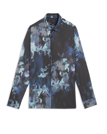 Men | Long Sleeve Abstract Painted Flora | Navy