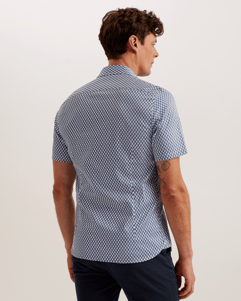 Men | Lacesho Short Sleeve Geo Printed Shirt | Navy