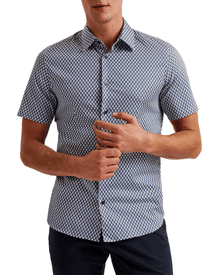 Men | Lacesho Short Sleeve Geo Printed Shirt | Navy