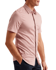 Men | Lacesho Short Sleeve Geo Printed Shirt | Mid Pink