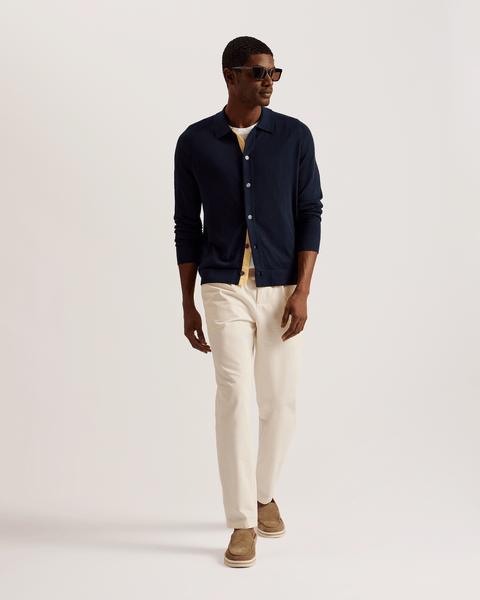 Men | Long Sleeve Regular Button Through | Navy