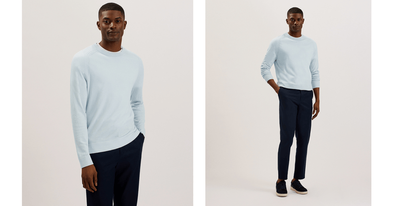 Men | Long Sleeve Regular Silk Blend Cre | Light Blue