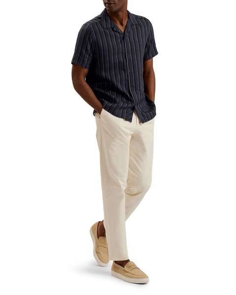 Men | Short Sleeve Relaxed Indigo Stripe | Navy