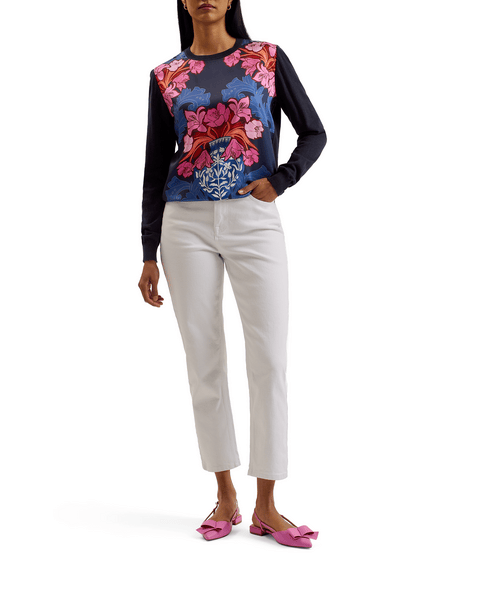 Women | Woven Front Printed Jumpe | Navy