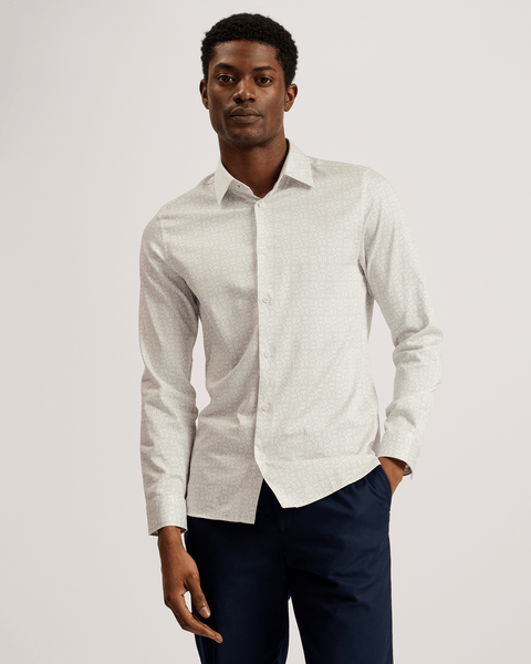Men | Line Geo Print Shirt | Light Pastel Green