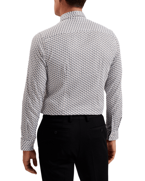 Men | Joshhy Long Sleeve Hex Geo Shirt | White Pastel
